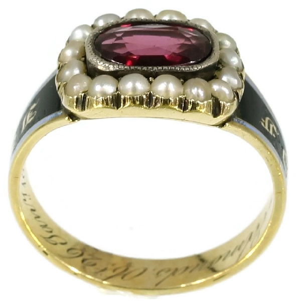 Gold Georgian antique mourning ring in memory of Mary Ann Edmonds 1806-1822 (image 2 of 20)